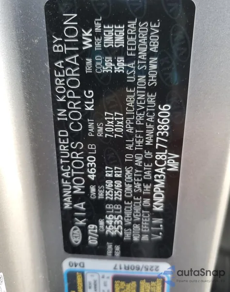 2020 Kia Sportage Lx from USA, damaged, VIN KNDPM3AC8L7738606